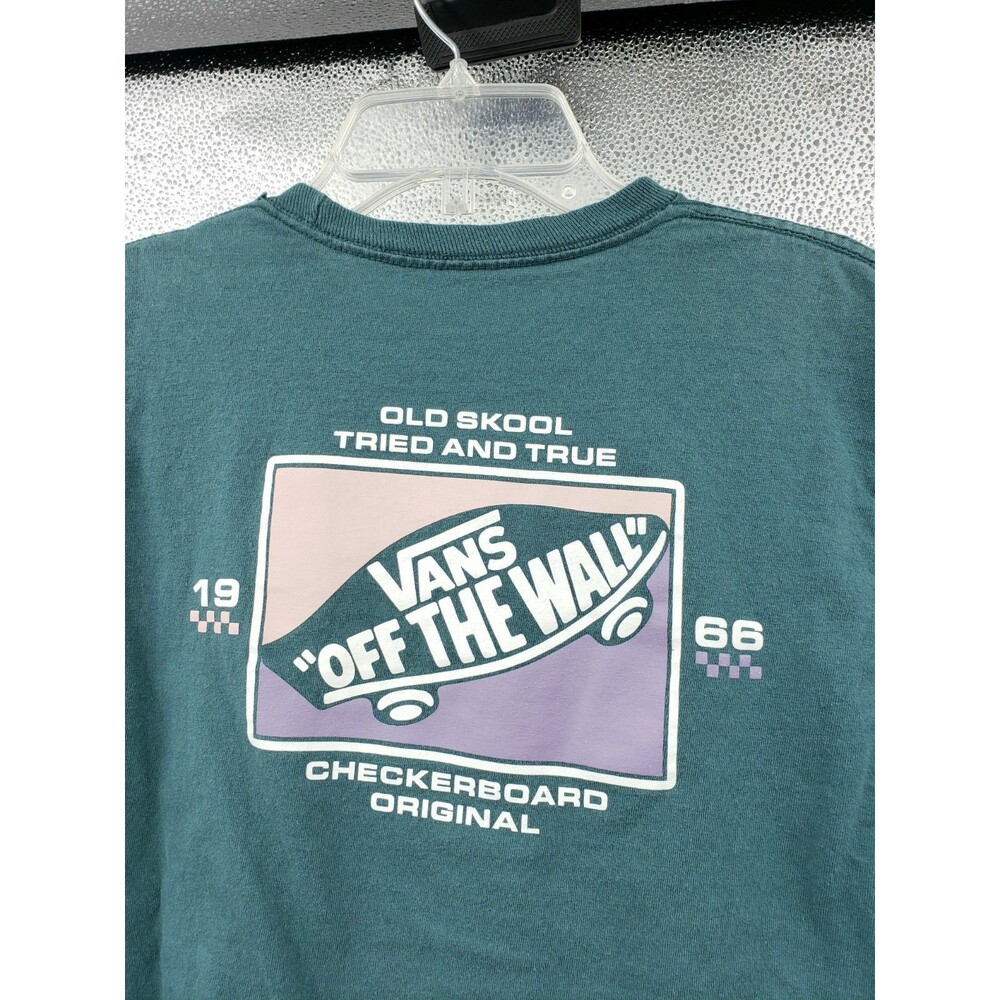 Vans Kids T-Shirt XL Sea Gray Blue Off The Wall Skateboard Double Sided Graphic - Picture 4 of 7